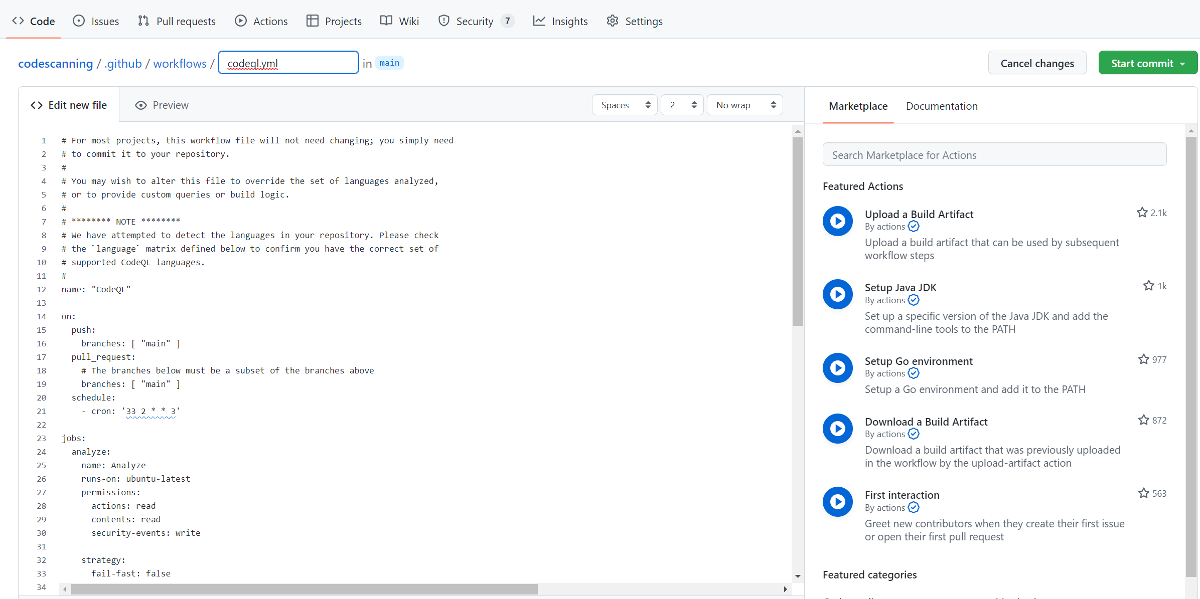 Enable Code scanning